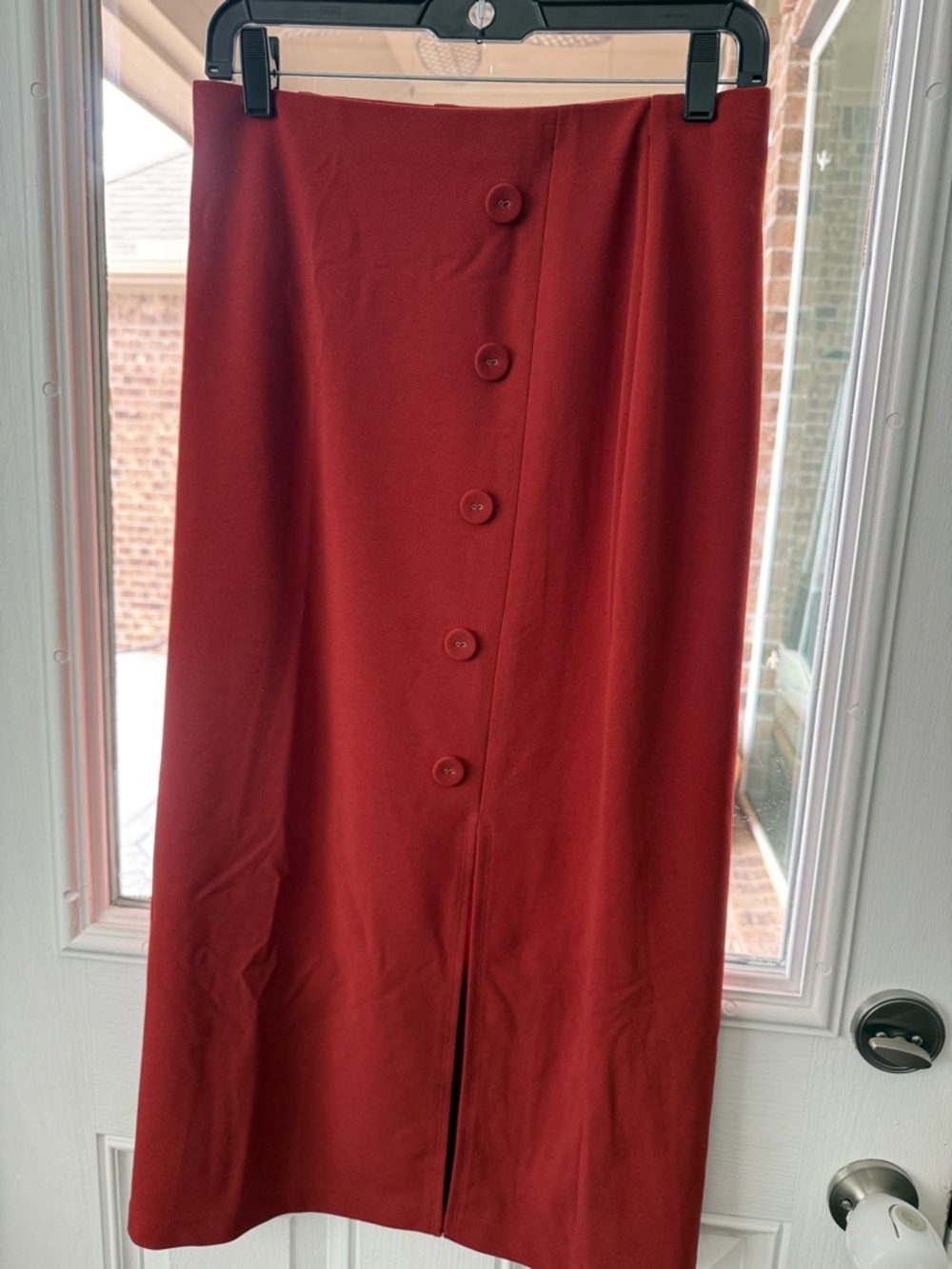 Classic burnt orange Midi Skirt with Front Buttons